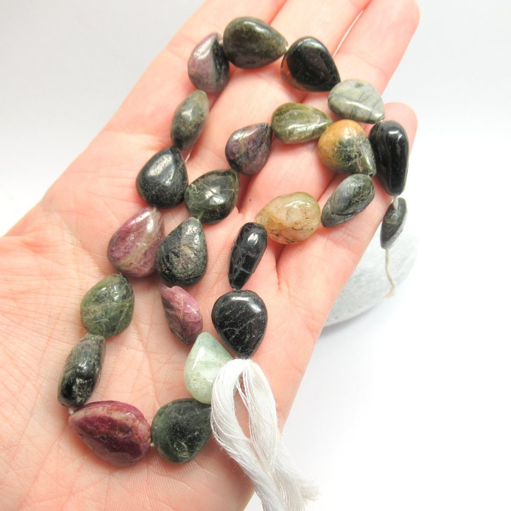 Tourmaline teardrop bead strand